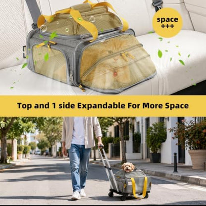 pidipiti 17x13x8 TSA Airline Approved Expandable pet Carrier with Wheels