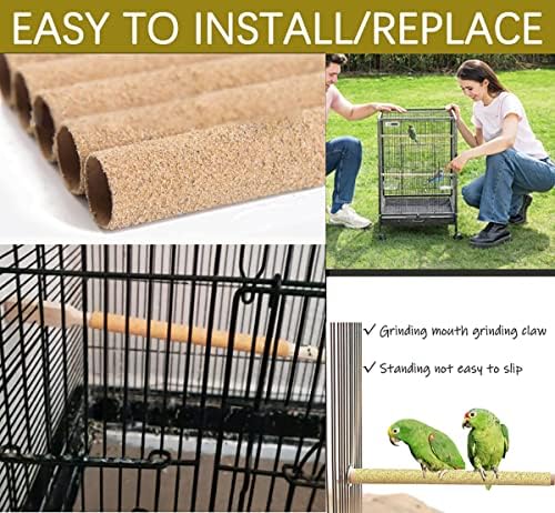 20Pcs Sand Perch Covers for Bird - Bird Perchs Covers 7.5" Long x 3/8" Diameter Bird perches for Parakeets, Lovebirds, Parrotlets, Canaries and Other Small Birds (Yellow, 20pcs 7.5" x 0.43")