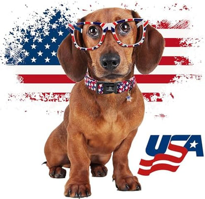 Lionheart glory American Flag Dog Collar, 4 of July Patriotic Independence Dog Collar Heavy Duty Adjustable Collars for Small Dogs Pet Gift Summer Collars