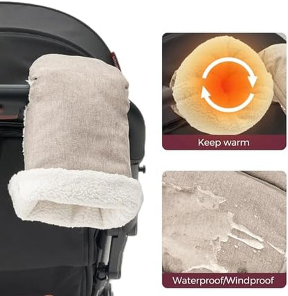 Momcozy Universal Stroller Gloves, Plush Weatherproof Winter Handmuffs