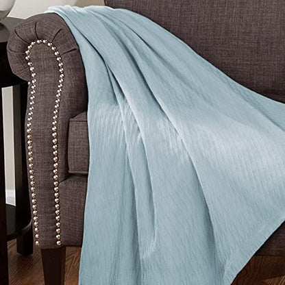 Superior Diamond Weave All-Season Cotton Blanket, Cover for Home, Couch, Bed, Soft, Warm Blankets, Boho Aesthetic, Comfy, Cozy, and Cute Covers, Decorative Bedding Essentials, Twin Size, Aqua