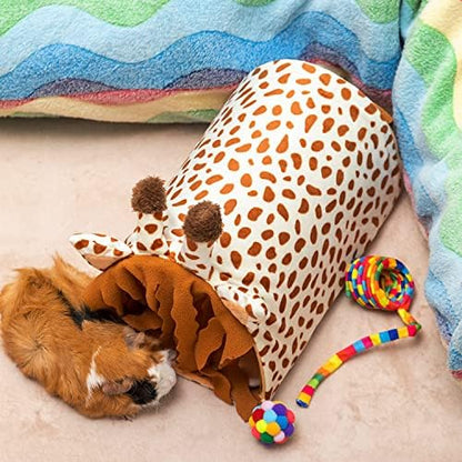 Guinea Pig Hideout, Fleece Tunnel House Small Pet Cage Accessories