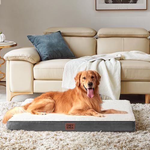 EHEYCIGA Orthopedic Dog Bed Large with Removable Washable Cover, 41IN Beige