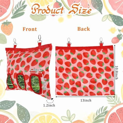 Guinea Pig Hay Feeder, 3 Hole Washable Hanging Hay Bag for Rabbits