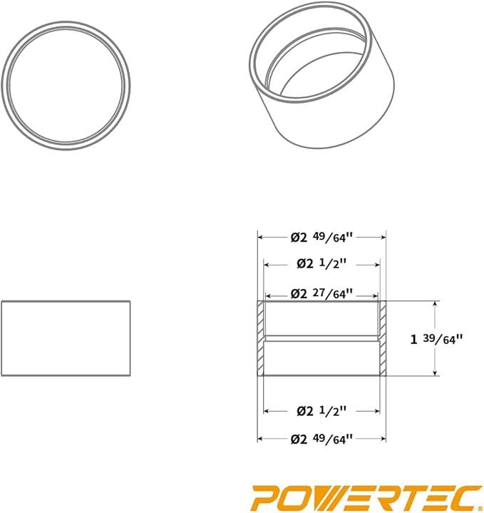 POWERTEC 70469 Clear PVC Pipe 2-1/2" x 36" Long, 2-1/2" OD 90 Degree Elbow and 2-1/2" Pipe Coupling for Dust Collection Hose & Fittings