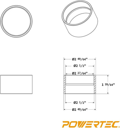 POWERTEC 70469 Clear PVC Pipe 2-1/2" x 36" Long, 2-1/2" OD 90 Degree Elbow and 2-1/2" Pipe Coupling for Dust Collection Hose & Fittings