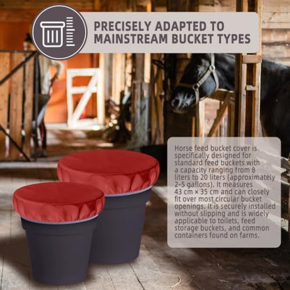 2-5 Gallon Horse Bucket Cover, Waterproof Horse Feed Bucket Cover, Lightweight and Easy to Use (Excluding Bucket, Red)