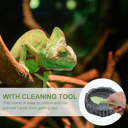 2Pack Reptile Water Dish Food Bowl with Tongs&Shovel,Reptile Feeding Dish-Corner Bowl,Terrarium Water Dish-Feeding Bowl for Bearded Dragon Lizard Frog Gecko Tortoise Hermit Crab