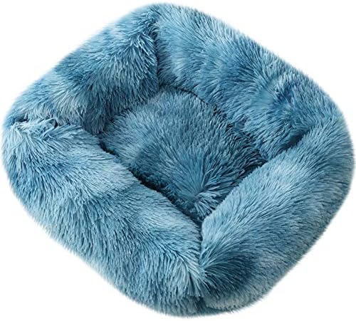 La La Pet® Donut Dog Cat Bed Cozy Cave Pet Bed Burrow Dog Bed Calming Cuddler Self-Warming Pet Bed Soft Plush Pet Cushion Improved Sleep for Cats Small Medium Dogs Gradient Blue S