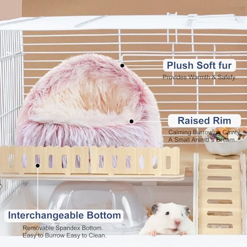 Guinea Pig Hideout, Doughnut Guinea Pig Bed, Bunny Hamster Bed Stuff(Pink)