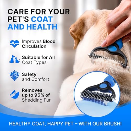 Undercoat Rake for Dogs, Dog Grooming & Deshedding Brush for Double Coats