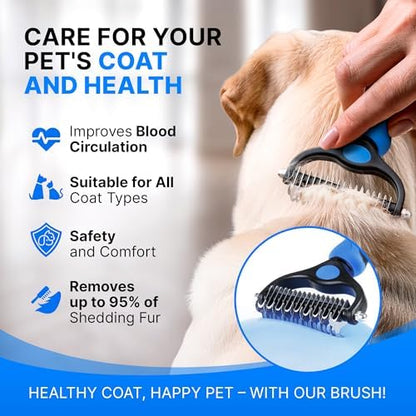 Undercoat Rake for Dogs, Dog Grooming & Deshedding Brush for Double Coats