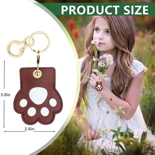 BORKUANA PU Leather Keychain Holder Protective Case Compatible with AirTag