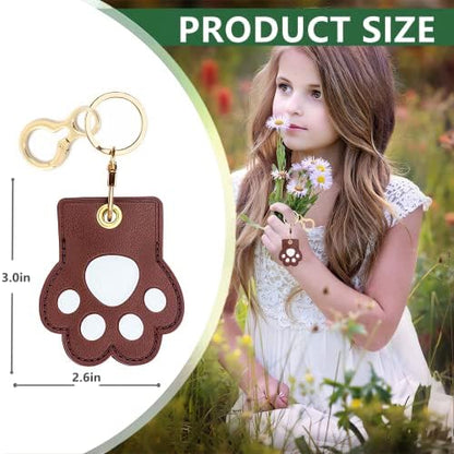 BORKUANA PU Leather Keychain Holder Protective Case Compatible with AirTag