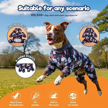LovinPet Big Breeds Large Dog Pajamas, Beautiful Bouquets Black Print, XL