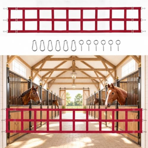 Zonon 8' x 20'' Adjustable Polyester Stall Guards for Horses, Red