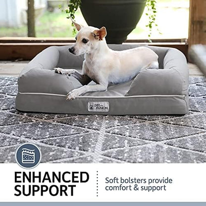 PetFusion Ultimate Dog Bed, Orthopedic Memory Foam, Multiple Sizes/Colors, Medium Firmness Pillow, Waterproof Liner, YKK Zippers, Breathable 35% Cotton Cover,1yr. Warranty, Small (25x20"), Sandstone