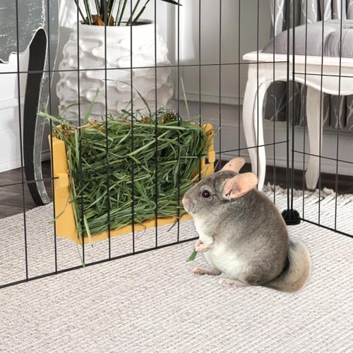 Hypeety Rabbit Hay Feeder Automatic Hay Rack for Guinea Pigs, Yellow, 2pcs