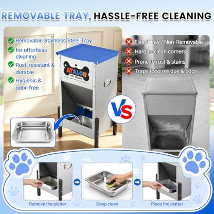 50 lb Automatic Dog Feeder for Large Breeds, 3 Adjustable Heights