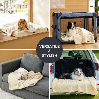 Bedsure Self Warming Dog Blankets for Small Dogs Waterproof - 25"X35" White
