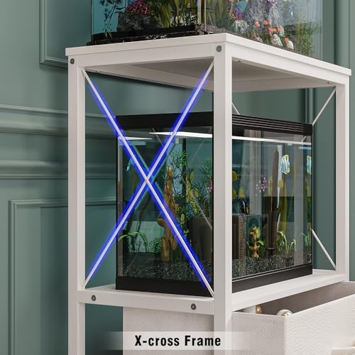10 Gallon Aquarium Stand with 2 Drawers, White