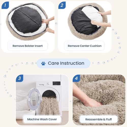 JOLLYVOGUE Washable Dog Bed Medium Size Dog, 31 Inch Donut Medium Pet Bed