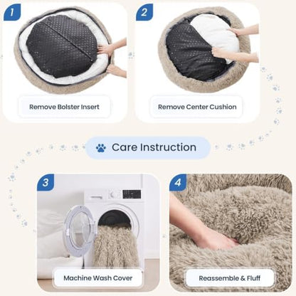 JOLLYVOGUE Washable Dog Bed Medium Size Dog, 31 Inch Donut Medium Pet Bed