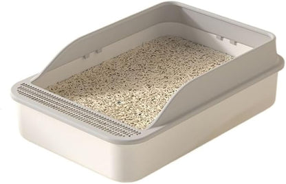 Litter Box, Open Top Cat Litter Box with High Sides & Detachable Basin, Includes Shovel Cat Litter Box(Gray)