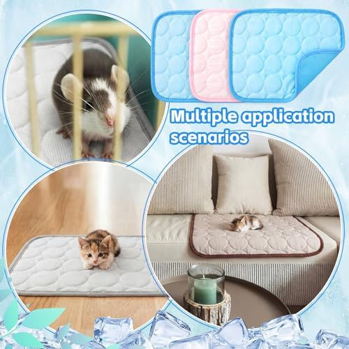 Jetec 3 Pcs Guinea Pig Cooling Mat, Small Animal Beds,Summer,Pink
