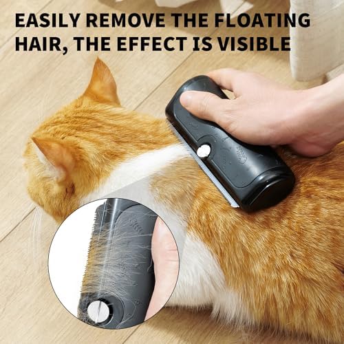 Dog and Cat Deshedding Brush Set, 2 Blades, Black