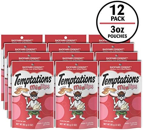 Temptations MixUps Crunchy and Soft Cat Treats, Cookout Flavor, 3 oz, 12pk