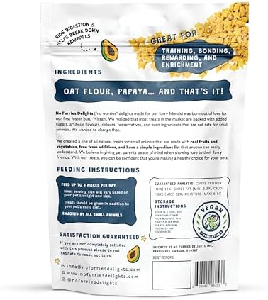 Treats, 100% All Natural Mini Bites for Rabbit Hamster Guinea Pig Chinchilla Pet Rat Mice Gerbil Bird, Healthy Enrichment Bonding Rewarding Training (Papaya Bites 50g)