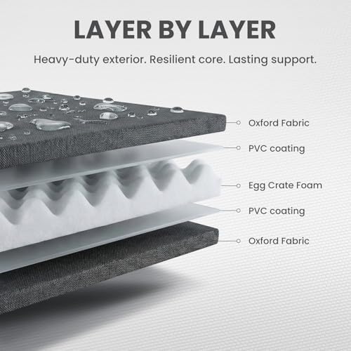 Laifug Foldable Waterproof Dog Bed for Large Dogs - Outdoor Orthopedic Dog Bed with Washable Removable Cover, Pet Mattress with Handles, Elephant Grey, (44 x 32 x 3.5 inches)