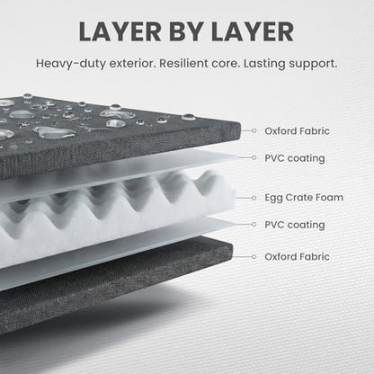 Laifug Foldable Waterproof Dog Bed for Large Dogs - Outdoor Orthopedic Dog Bed with Washable Removable Cover, Pet Mattress with Handles, Elephant Grey, (44 x 32 x 3.5 inches)