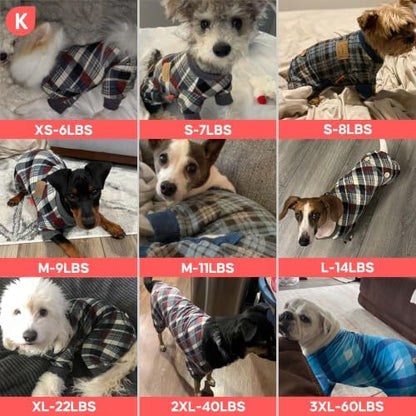 KYEESE Velvet Dog Pajamas for Small Dogs Soft Plaid Onesie Daily Wear