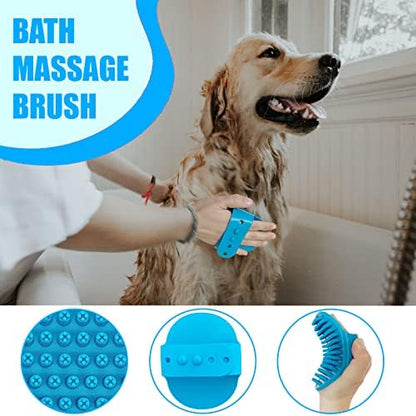 Dog Brush Grooming Kit 5PCS - Dog Brush for Shedding,Puppy Brush and Flea Comb for Dogs, Slicker Brush Comb and Dog Hair Brush Set Blue, Grooming at Home or Travel