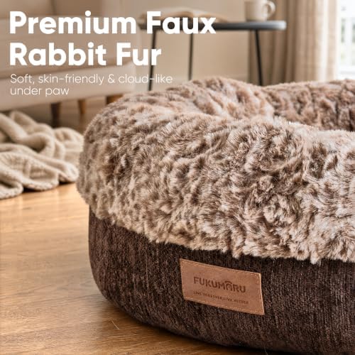FUKUMARU Extra Thick Plush Dog Bed, Calming Donut, Anti-Anxiety & Washable