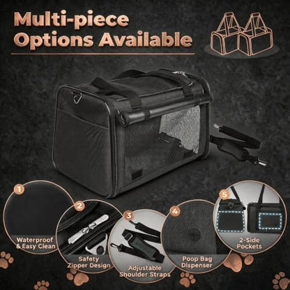 YUDODO 25lbs Cat Carrier Lightproof Soft Sided Pet Carrier for Large Cat