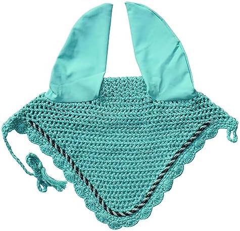 Elegant Horse Ear Bonnet, Fly Veil & Fly Mask – Superior Fly Protection with Style and Comfort for Every Ride (Mint Green, Horse/Full)