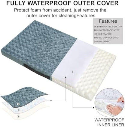 Orthopedic Dog Beds for Crate with Removable Washable Cover Egg-Crate Foam Pet Pad Mat with Anti-Slip Bottom,Waterproof Dog Beds Small Sized，20x16 Inch