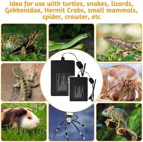 Hamiledyi Reptile Heating Pad 23W, Waterproof Under Tank Heater Mat 8x12 Inch for 30-40 Gallon Terrariums, Safe Heat Mat for Bearded Dragons, Leopard Geckos, Hermit Crabs, Snakes & Lizards