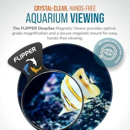 FLIPPER DeepSee Nano 3″ Magnetic Aquarium Viewer – Optical-Grade Magnifying Lens for Clear Underwater Viewing – Reef & Freshwater Tank Accessory for Fish, Coral & Aquascapes (Up to 3/8″ Glass) – Black