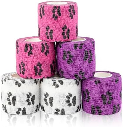 AUPCON Vet Wrap Cohesive Bandages Bulk Self Adhesive Bandage Wrap Self Adherent Wrap Non-Woven for Dogs Pet Animals & Ankle Sprains & Swelling (2 Inch Mix)