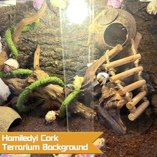 Hamiledyi 8PCS Cork Terrarium Background 15.7x11.8in Natural Large Cork Bark Backdrop Reptile Climbing Mat Tank Habitat Decor for Spider Lizard Chamelon Turtle Beared Dragon