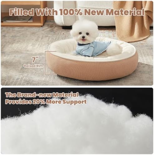23 inches Soft Touch Fleece Donut Dog Bed for Small Dogs,Brown