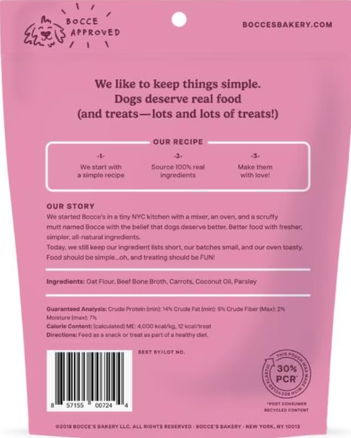 Bocce's Bakery Bone Broth Flavor Crunchy Biscuits Dog Treats, 5 oz