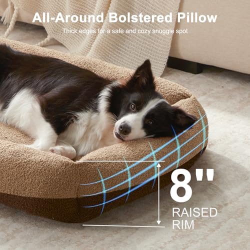 FURTIME Washable Dog Bed Medium Large Size Dogs, Comfy Fluffy Pet Bed