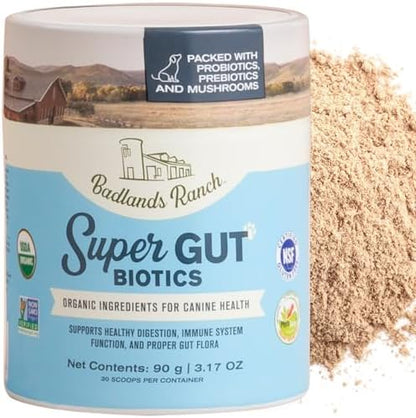 Badlands Ranch Super Gut Biotics Probiotic Supplement for Dogs, 30 Scoops