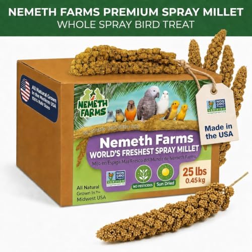 Nemeth Farms Spray Millet for Birds - Natural Non-GMO Millet Treat for Parakeets, Cockatiels & Parrots - 25 lb
