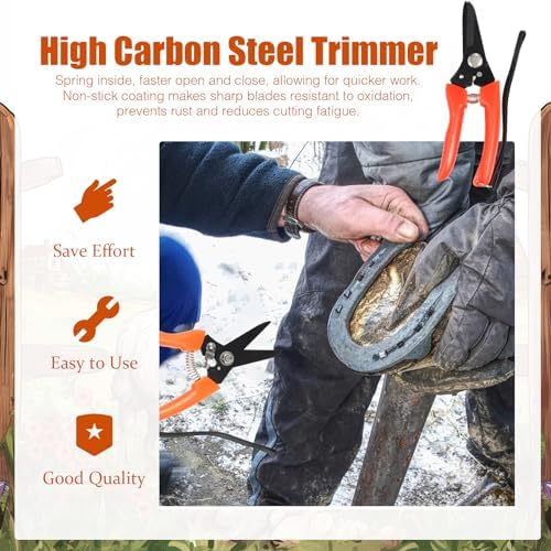 WILLBOND 9 Pcs 8 Inch Farrier Tools Kit Horse Goat Hoof Trimmer Metal Shears Farriers Hoof Nipper Cutter Handle Knife Gloves Brush Goat Supplies with Storage Bag